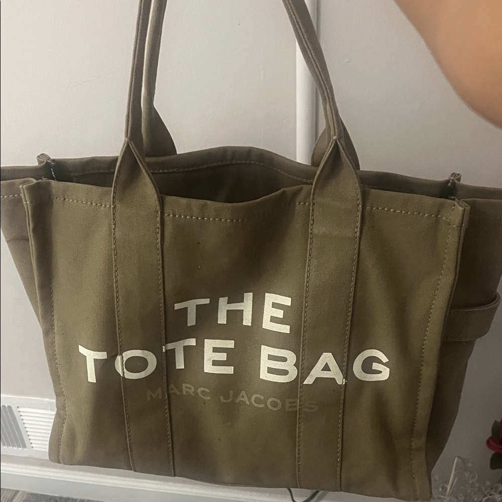 Marc Jacobs Khaki Tote with White Lettering